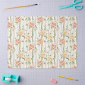 Perzik Mint Rozen Bloemrijke Strepen Verjaardag Tissuepapier (Craft)