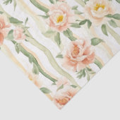 Perzik Mint Rozen Bloemrijke Strepen Verjaardag Tissuepapier (Detail)