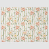 Perzik Mint Rozen Bloemrijke Strepen Verjaardag Tissuepapier (Voorkant)