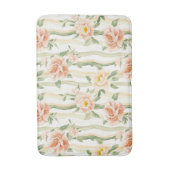 Perzik Mint Rozen Bloemstrepen Badmat (Voorkant Verticaal)