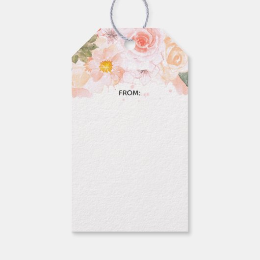 Perzik Mint Succulent Bloemen Bruids Display Douch Cadeaulabel (Achterkant)