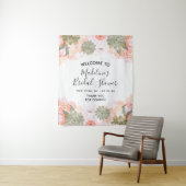 Perzik Mint Succulent Bloemen Vrijgezellenfeest We Wandkleed (In situ)