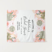 Perzik Mint Succulent Bloemen Vrijgezellenfeest We Wandkleed (Voorkant (horizontaal))