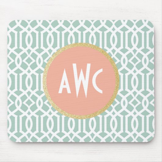 Perzik & Mint Trellis Mousepad Muismat (Voorkant)