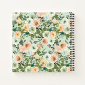 Perzik Mint Waterverf Floral Recipe Notitieboek (Achterkant)
