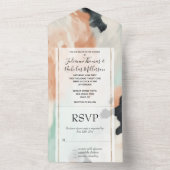 Perzik Mint Wit Western Koeienhuid All In One Uitnodiging (Binnen)