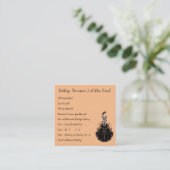 Perzik Mode  Meisje Retro  Jurk Vierkante Visitekaartje (Staand voorkant)