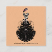 Perzik Mode  Meisje Retro  Jurk Vierkante Visitekaartje (Achterkant)