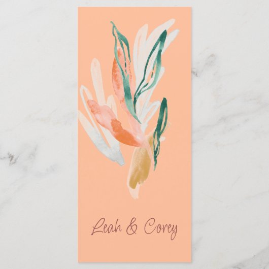 Perzik Modern Bruiloft Diner Menu (Achterkant)