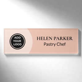 Perzik Modern Logo Bedrijfsnaam Label Naambadge