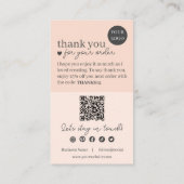 Perzik Modern Script QR Code, Dank U Kaars Visitekaartje (Achterkant)