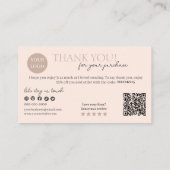 Perzik Modern Script QR Code, Dank U Kaars Visitekaartje (Achterkant)