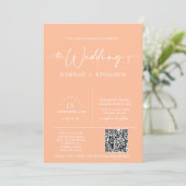 Perzik Moderne Minimalistische Trouwboog QR Code F Kaart (Staand voorkant)