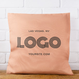 Perzik moderne rechthoekige Logo Kussen