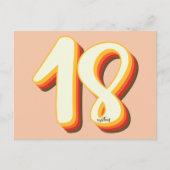 Perzik Moderne Retro Groovy Achttiende 18e Verjaar Briefkaart (Voorkant)