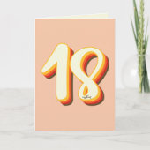 Perzik Moderne Retro Groovy Achttiende 18e Verjaar Kaart (Voorkant)