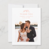 Perzik Monogram Bruiloft Bedankkaart (Voorkant)