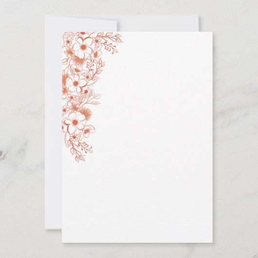 Perzik Monogram Bruiloft Kaart (Achterkant)