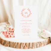 Perzik Monogram Bruiloft Kaart