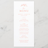 Perzik Monogram Bruiloft Menu (Voorkant)