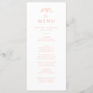 Perzik Monogram Bruiloft Menu