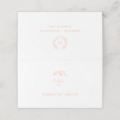 Perzik Monogram Bruiloft Plaatskaartje (Buitenkant ongevouwen)