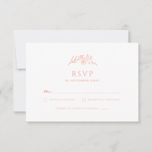 Perzik Monogram Bruiloft RSVP Kaartje (Voorkant)