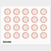 Perzik Monogram Huwelijk Ronde Sticker (Vel)