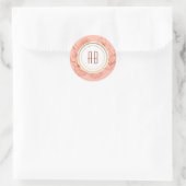 Perzik Monogram Huwelijk Ronde Sticker (Tas)