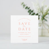 Perzik Monogram Huwelijk Save The Date Kaart (Staand voorkant)