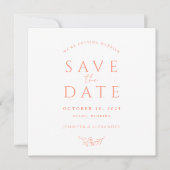 Perzik Monogram Huwelijk Save The Date Kaart (Voorkant)