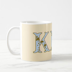 perzik monogram naam letter vintage vet pastel ret koffiemok