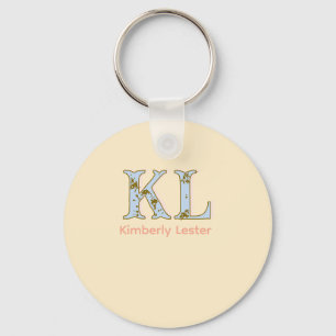 perzik monogram naam letter vintage vet pastel ret sleutelhanger