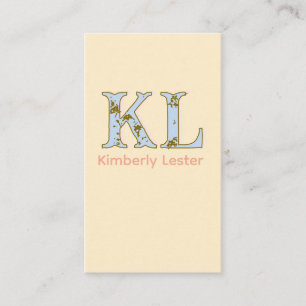 perzik monogram naam letter vintage vet pastel ret visitekaartje