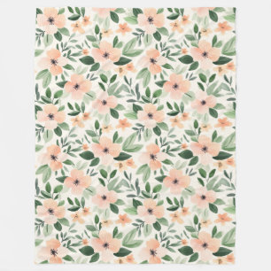Perzik Munt Bloemen   Fleece Deken