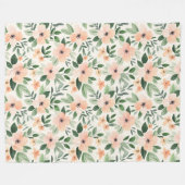 Perzik Munt Bloemen   Fleece Deken (Voorkant (Horizontaal))