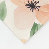 Perzik Munt Bloemen   Fleece Deken (Hoek)
