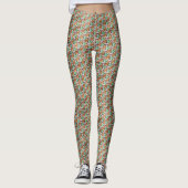 Perzik & Munt Geometrisch Ritme Patroon Design 130 Leggings (Voorkant)