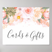 Perzik & Munt Succulents Kaarten en het Teken van  Poster (Voorkant)