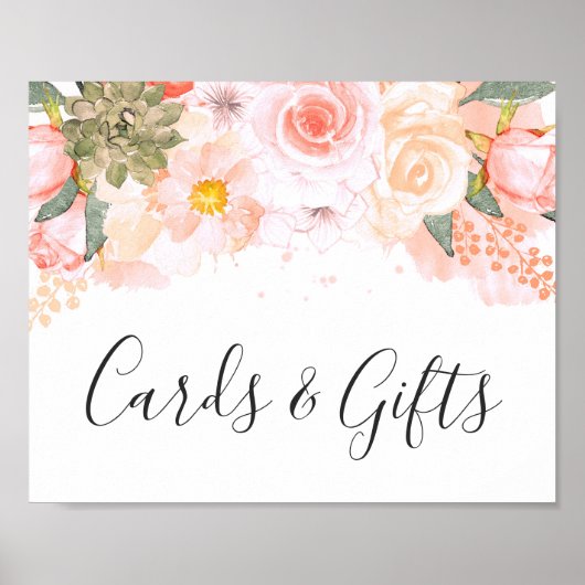 Perzik & Munt Succulents Kaarten en het Teken van Poster (Voorkant)