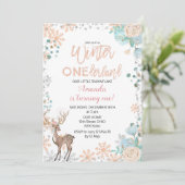 Perzik Munt Winter ONEderland Sneeuw Verjaardag Ui Kaart (Staand voorkant)