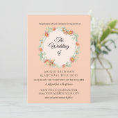 Perzik n Mint Butterfly Floral Wreath Wedding Kaart (Staand voorkant)