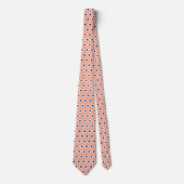 Perzik & Navy Polka Stip Geometrisch Patroon Cirke Stropdas (Voorkant)