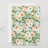 Perzik Neo Mint Stof Blauw Bloemend Moederdag Kaart (Achterkant)
