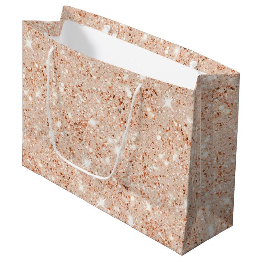 Perzik Nep Glitter Verjaardag Groot Cadeauzakje (Voorkant Gekanteld)