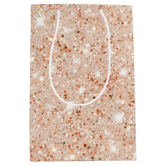 Perzik Nep Glitter Verjaardag Medium Cadeauzakje (Voorkant)