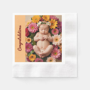 perzik nieuwe baby gefeliciteerd Papier servet
