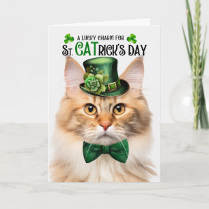 Perzik Noorse Boskat St CATrick's Day Feestdagen Kaart