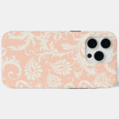 Perzik & off wit damast bloemmotief Case-Mate iPhone case (Achterkant (horizontaal))