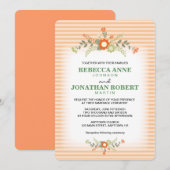 Perzik & Olijf Groen Bloemen Huwelijk Kaart (Voorkant / Achterkant)